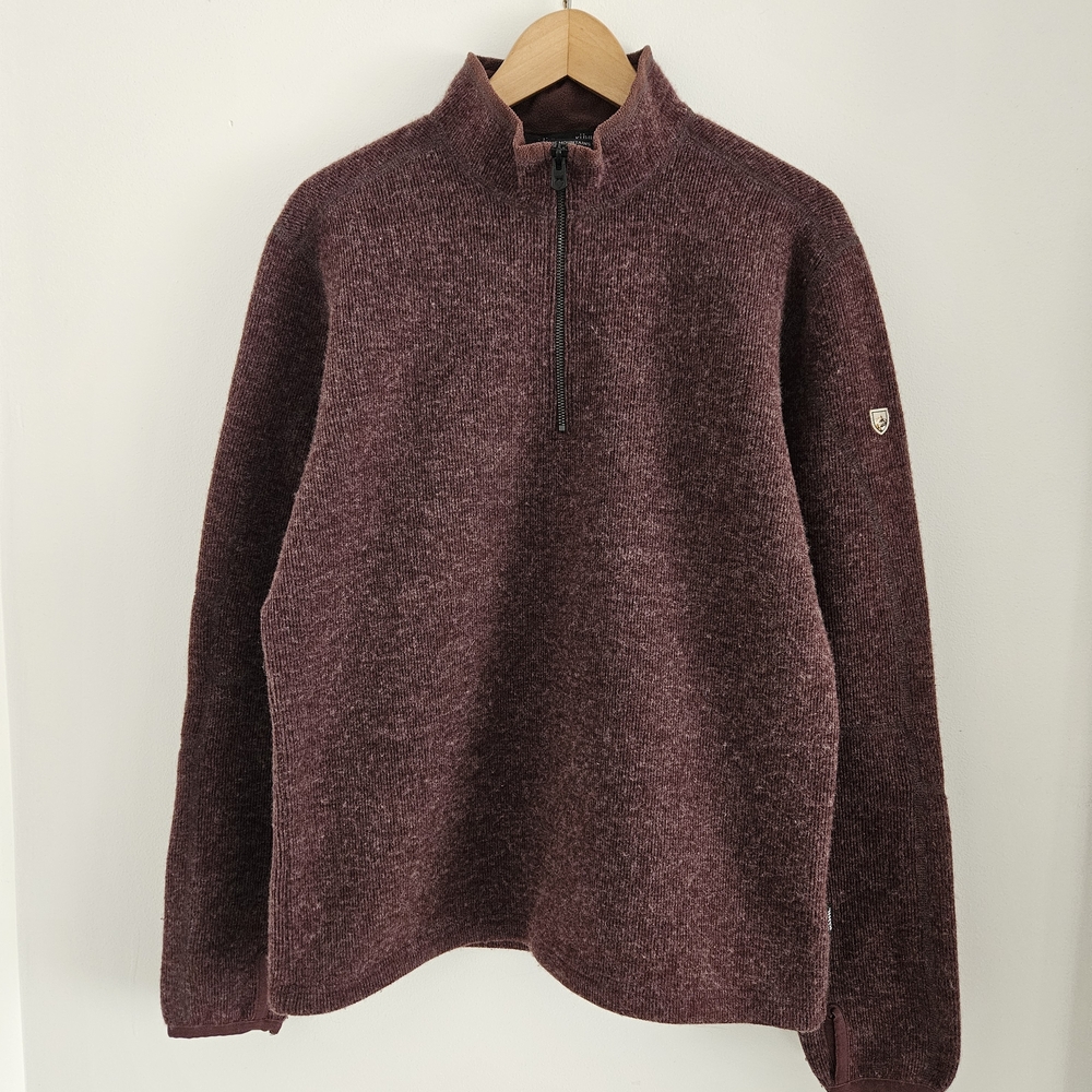 KÜHL ThermoKore Quarter Zip Sweater Mens Medium Burgundy Wool Blend